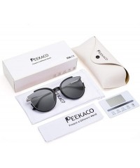 Cat Eye Oversized Sunglasses Fashion Polarized - Silver Frame / Grey Lens Cat Eye Sunglasses - CK18ADHMRON $25.43