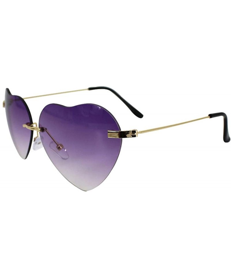 Aviator Heart Shape Sunglasses Fashion Aviator Tinted Lens Eyeglasses Metal Frame Eyewear - Purple - CE18S9TDQ5I $14.94