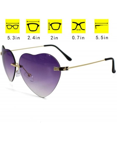 Aviator Heart Shape Sunglasses Fashion Aviator Tinted Lens Eyeglasses Metal Frame Eyewear - Purple - CE18S9TDQ5I $14.94