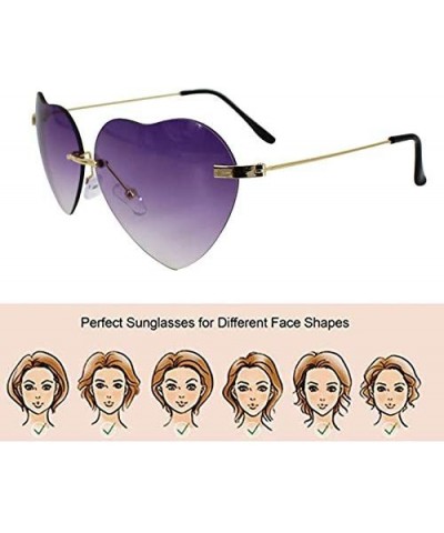 Aviator Heart Shape Sunglasses Fashion Aviator Tinted Lens Eyeglasses Metal Frame Eyewear - Purple - CE18S9TDQ5I $27.40