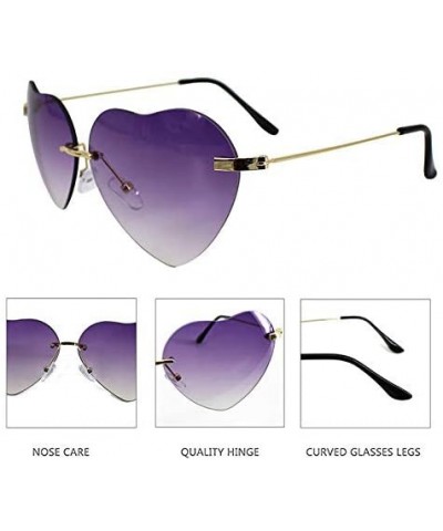 Aviator Heart Shape Sunglasses Fashion Aviator Tinted Lens Eyeglasses Metal Frame Eyewear - Purple - CE18S9TDQ5I $14.94