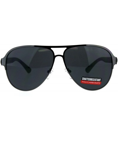 Sport Mens Racer Pilots Metal Rim Sport Mob Classic Sunglasses - Shiny Gunmetal Black - CB18D9900DG $19.17