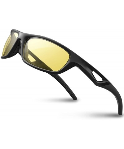 Aviator Polarized Sports Sunglasses Driving shades For Men TR90 Unbreakable Frame RB831 - Black Night Version - CA1896RKA8Z $...