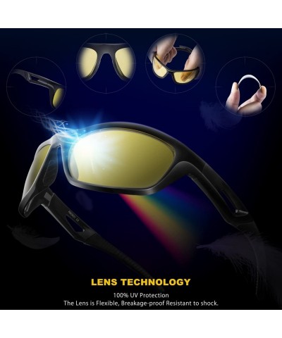 Aviator Polarized Sports Sunglasses Driving shades For Men TR90 Unbreakable Frame RB831 - Black Night Version - CA1896RKA8Z $...