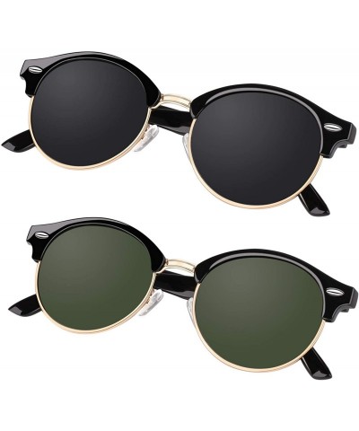 Rimless Classic Semi Rimless Half Frame Polarized Sunglasses for Men Women UV400 - C4196OGOZS2 $13.80