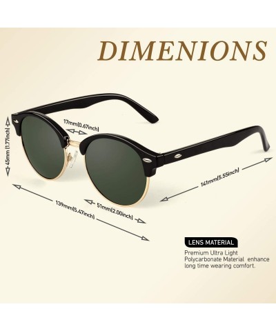 Rimless Classic Semi Rimless Half Frame Polarized Sunglasses for Men Women UV400 - C4196OGOZS2 $29.64