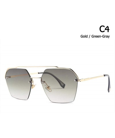 Oversized 2020 Fashion Semi-RimlStyle Rivets Sunglasses Women Gradient Sun Glasses Oculos De Sol 25034 - C4 - CT197Y73D4X $46.87