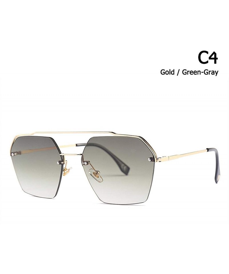 Oversized 2020 Fashion Semi-RimlStyle Rivets Sunglasses Women Gradient Sun Glasses Oculos De Sol 25034 - C4 - CT197Y73D4X $21.59