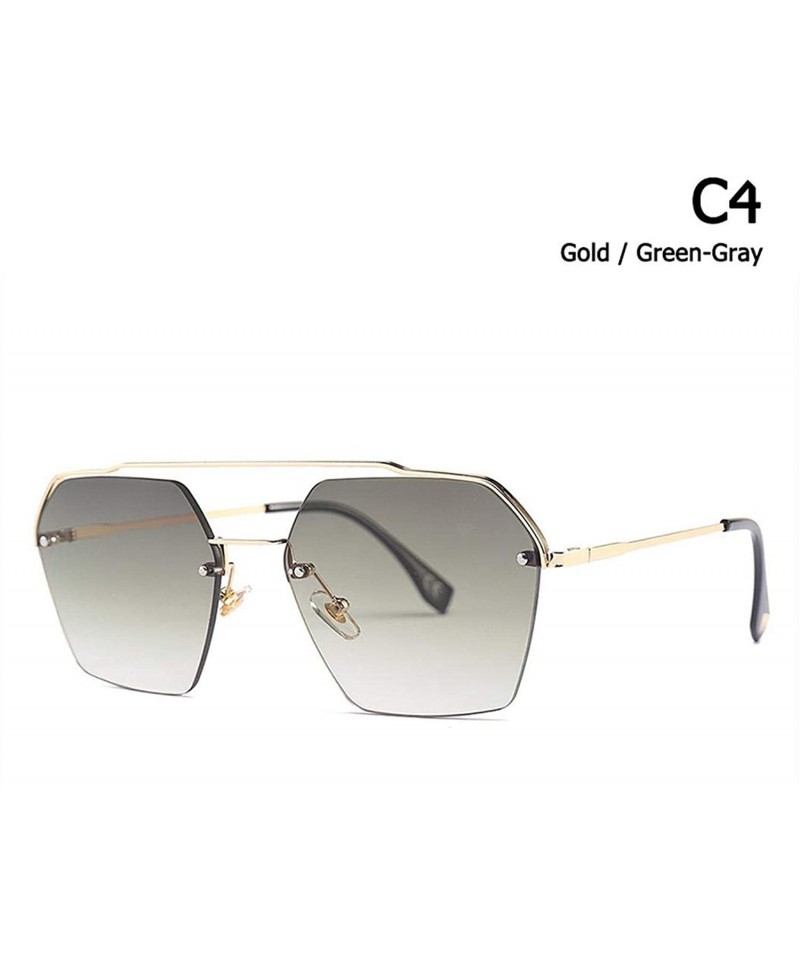 Oversized 2020 Fashion Semi-RimlStyle Rivets Sunglasses Women Gradient Sun Glasses Oculos De Sol 25034 - C4 - CT197Y73D4X $39.50