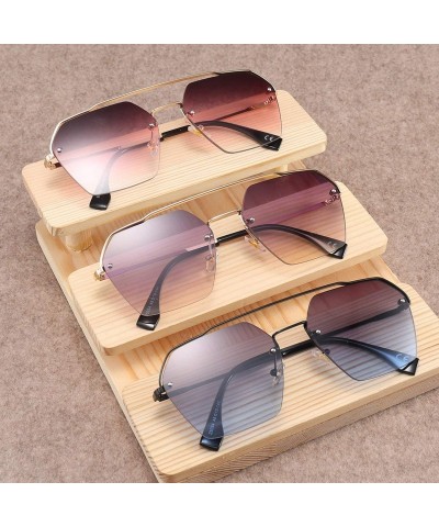 Oversized 2020 Fashion Semi-RimlStyle Rivets Sunglasses Women Gradient Sun Glasses Oculos De Sol 25034 - C4 - CT197Y73D4X $21.59