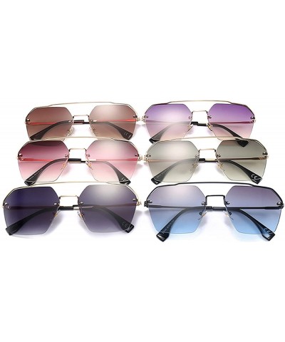 Oversized 2020 Fashion Semi-RimlStyle Rivets Sunglasses Women Gradient Sun Glasses Oculos De Sol 25034 - C4 - CT197Y73D4X $39.50