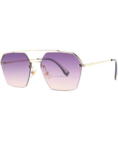 Oversized 2020 Fashion Semi-RimlStyle Rivets Sunglasses Women Gradient Sun Glasses Oculos De Sol 25034 - C4 - CT197Y73D4X $21.59