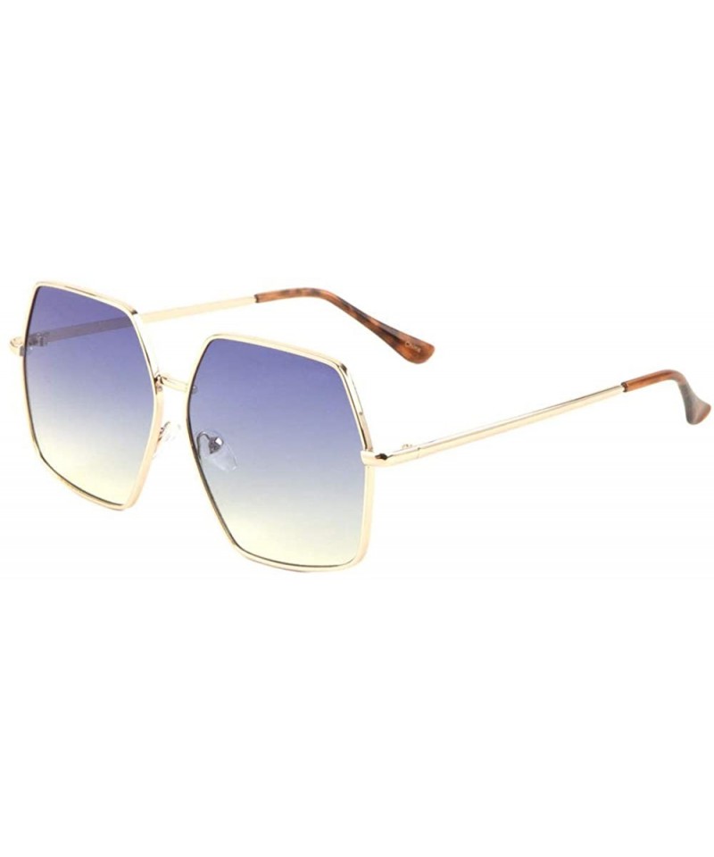 Butterfly Demi Ears Geometric Polygon Thin Metal Frame Oceanic Color Sunglasses - Blue Green - CT197S600L3 $26.18