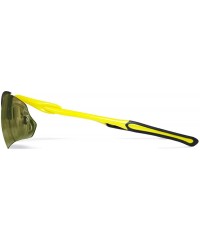 Sport Delta Shiny Yellow Tennis Sunglasses with ZEISS P310 Green Tri-flection Lenses - CX18KNDGODM $32.63