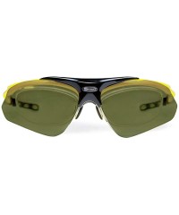Sport Delta Shiny Yellow Tennis Sunglasses with ZEISS P310 Green Tri-flection Lenses - CX18KNDGODM $32.63