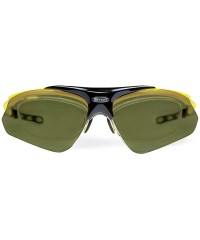 Sport Delta Shiny Yellow Tennis Sunglasses with ZEISS P310 Green Tri-flection Lenses - CX18KNDGODM $18.71