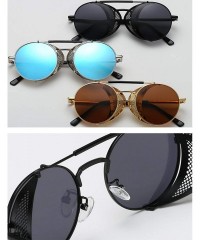 Shield Men's UV Protection Side Shield Steampunk Sunglasses - Silver Lens/Silver Frame - CO18UW85NZ4 $43.48