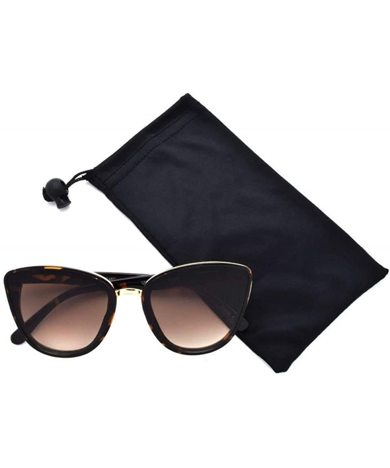 Cat Eye Oversized Women Cat Eye Flat Lens Sunglasses P2460 - Tortoise Gradient Brown - CV18S6WC8WR $8.17