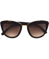 Cat Eye Oversized Women Cat Eye Flat Lens Sunglasses P2460 - Tortoise Gradient Brown - CV18S6WC8WR $20.97