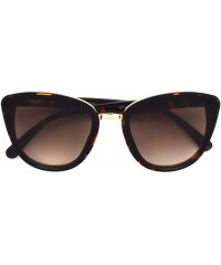 Cat Eye Oversized Women Cat Eye Flat Lens Sunglasses P2460 - Tortoise Gradient Brown - CV18S6WC8WR $8.17