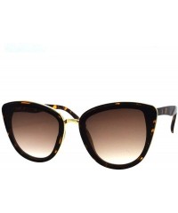 Cat Eye Oversized Women Cat Eye Flat Lens Sunglasses P2460 - Tortoise Gradient Brown - CV18S6WC8WR $8.17