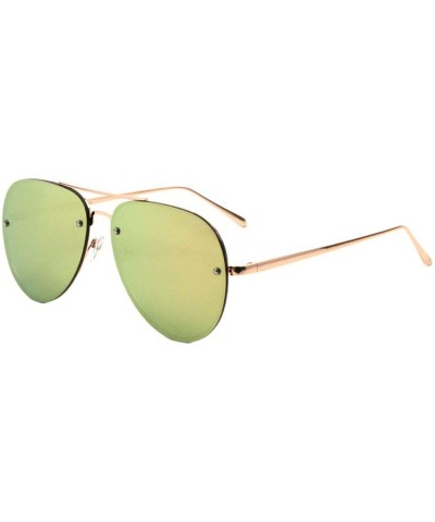 Aviator Rimless Color Mirror Lens Classic Frame Aviator Sunglasses - Rose Gold - CQ190IT58UW $27.29