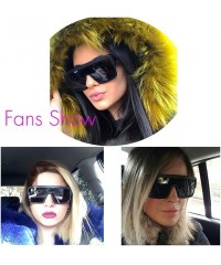Aviator Premium Oversized Sunglasses Women Men Flat Top Square Frame Shades - Matte Black - CJ18529W8ZL $18.35