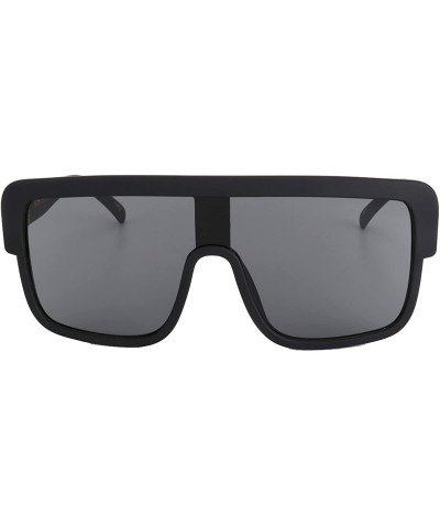 Aviator Premium Oversized Sunglasses Women Men Flat Top Square Frame Shades - Matte Black - CJ18529W8ZL $18.35