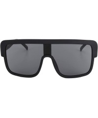Aviator Premium Oversized Sunglasses Women Men Flat Top Square Frame Shades - Matte Black - CJ18529W8ZL $18.35