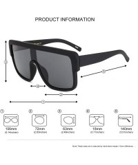 Aviator Premium Oversized Sunglasses Women Men Flat Top Square Frame Shades - Matte Black - CJ18529W8ZL $18.35