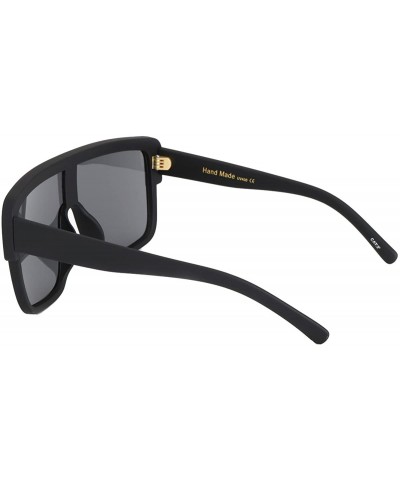 Aviator Premium Oversized Sunglasses Women Men Flat Top Square Frame Shades - Matte Black - CJ18529W8ZL $18.35