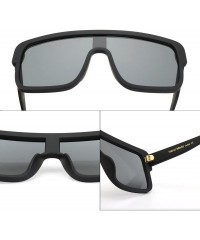 Aviator Premium Oversized Sunglasses Women Men Flat Top Square Frame Shades - Matte Black - CJ18529W8ZL $18.35