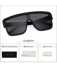 Aviator Premium Oversized Sunglasses Women Men Flat Top Square Frame Shades - Matte Black - CJ18529W8ZL $30.18