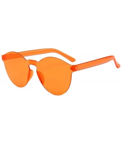 Rectangular Women Men Fashion Clear Retro Sunglasses Outdoor Frameless Eyewear Glasses Orange - CQ190OG6RK8 $8.01