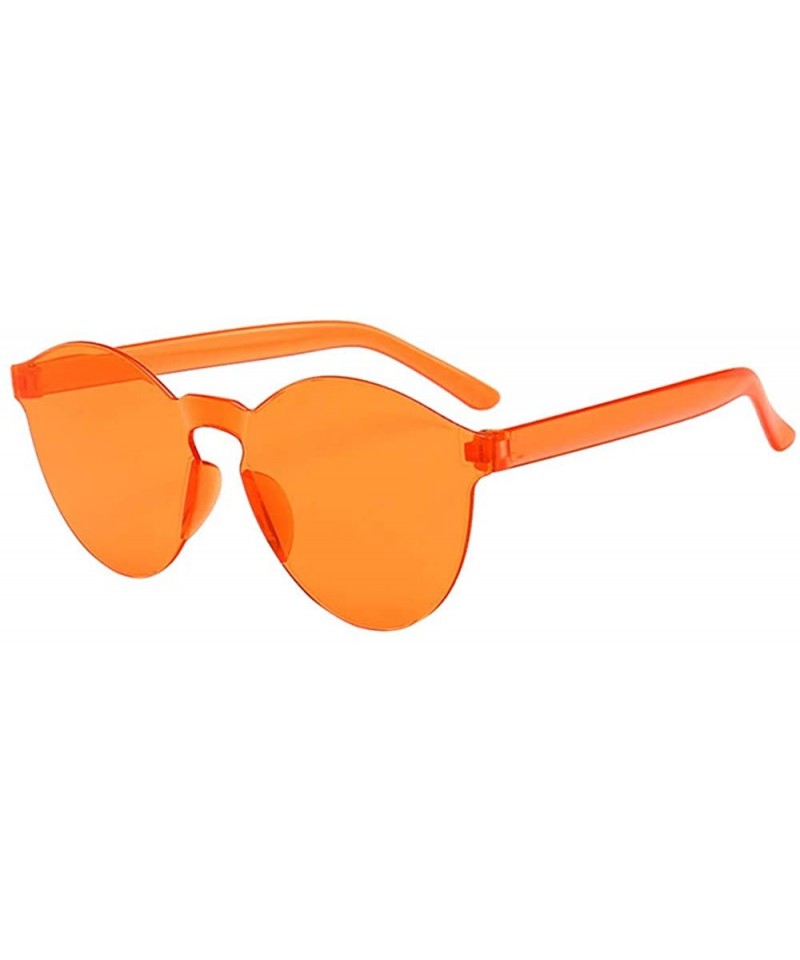 Rectangular Women Men Fashion Clear Retro Sunglasses Outdoor Frameless Eyewear Glasses Orange - CQ190OG6RK8 $16.67