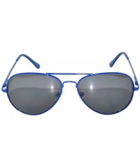 Aviator Colored Metal Frame with Full Mirror Lens Spring Hinge - Blue_smoke_lens - CO122DQYX2B $9.94