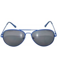 Aviator Colored Metal Frame with Full Mirror Lens Spring Hinge - Blue_smoke_lens - CO122DQYX2B $17.79