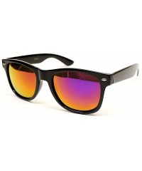 Wayfarer Women Mod Chic Super Cat Eye Sunglasses Vintage Fashion - Black/Sunset Mirror - C01107XZGOR $17.33