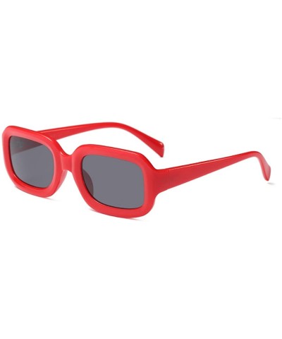 Goggle Men women Vintage Retro Rectangle sunglasses Neutral Colored Lens 50mm - Red - C318DUKQ9N8 $8.97