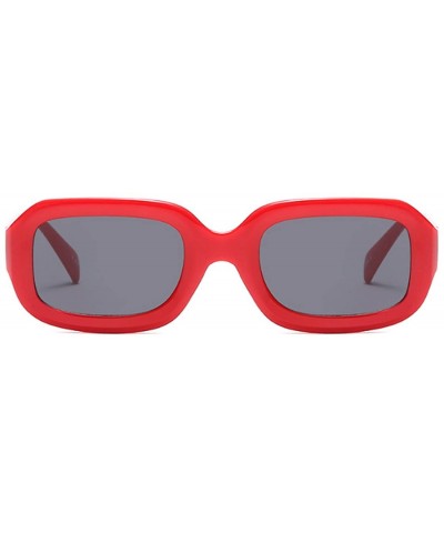 Goggle Men women Vintage Retro Rectangle sunglasses Neutral Colored Lens 50mm - Red - C318DUKQ9N8 $8.97