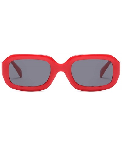 Goggle Men women Vintage Retro Rectangle sunglasses Neutral Colored Lens 50mm - Red - C318DUKQ9N8 $18.93