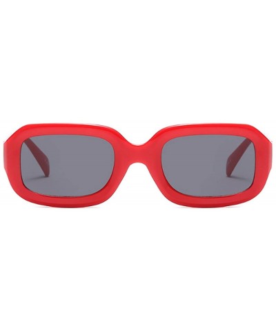 Goggle Men women Vintage Retro Rectangle sunglasses Neutral Colored Lens 50mm - Red - C318DUKQ9N8 $18.93