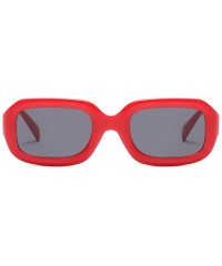 Goggle Men women Vintage Retro Rectangle sunglasses Neutral Colored Lens 50mm - Red - C318DUKQ9N8 $18.18