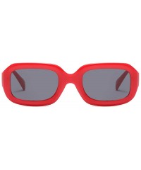 Goggle Men women Vintage Retro Rectangle sunglasses Neutral Colored Lens 50mm - Red - C318DUKQ9N8 $18.93
