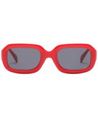 Goggle Men women Vintage Retro Rectangle sunglasses Neutral Colored Lens 50mm - Red - C318DUKQ9N8 $8.97