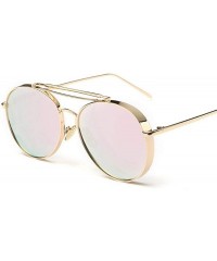 Aviator Pink Sunglasses Women Brand Designer UV400 Shades Golden Ladies Eyewear 2 - 3 - C618YZX48UY $25.39