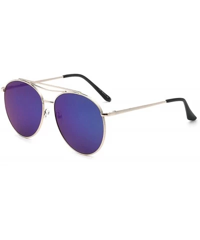 Square Classic Retro Designer Style Round Sunglasses for women metal Resin UV400 Sunglasses - Gold Green - C718SAS00R9 $17.73