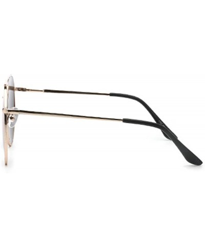 Square Classic Retro Designer Style Round Sunglasses for women metal Resin UV400 Sunglasses - Gold Green - C718SAS00R9 $27.70
