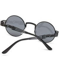 Sport John Lennon Round Sunglasses Steampunk Metal Frame - Black Lens/Black Frame - CS1288VUVK3 $35.06