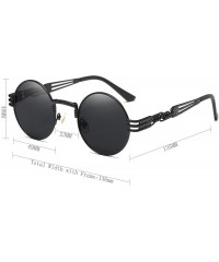 Sport John Lennon Round Sunglasses Steampunk Metal Frame - Black Lens/Black Frame - CS1288VUVK3 $35.06